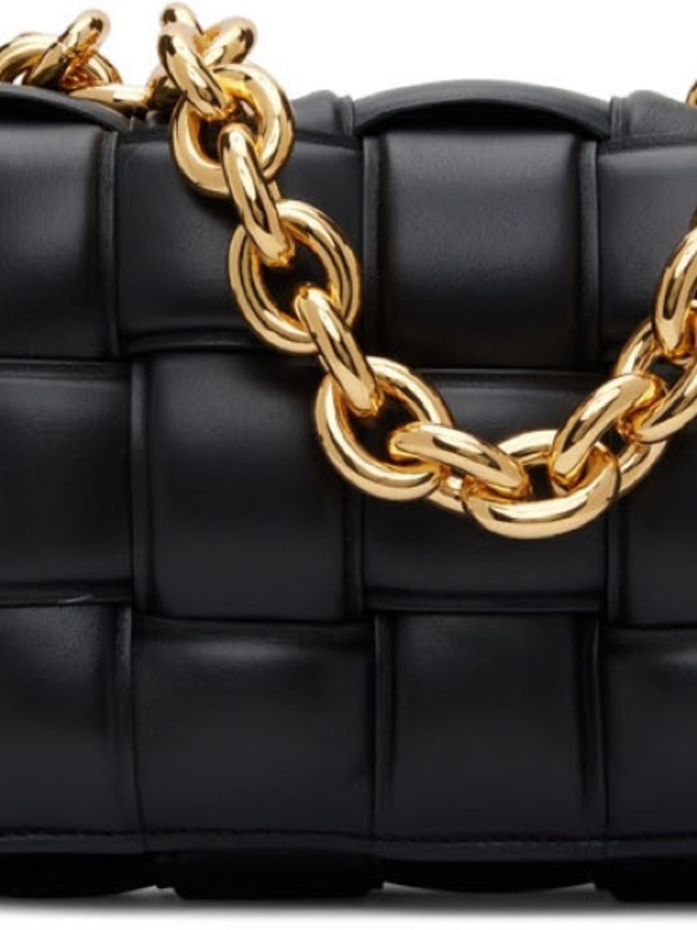 Bottega Veneta Black Padded Cassette Shoulder Bag with Gold Chain Strap - Picture 2 of 9
